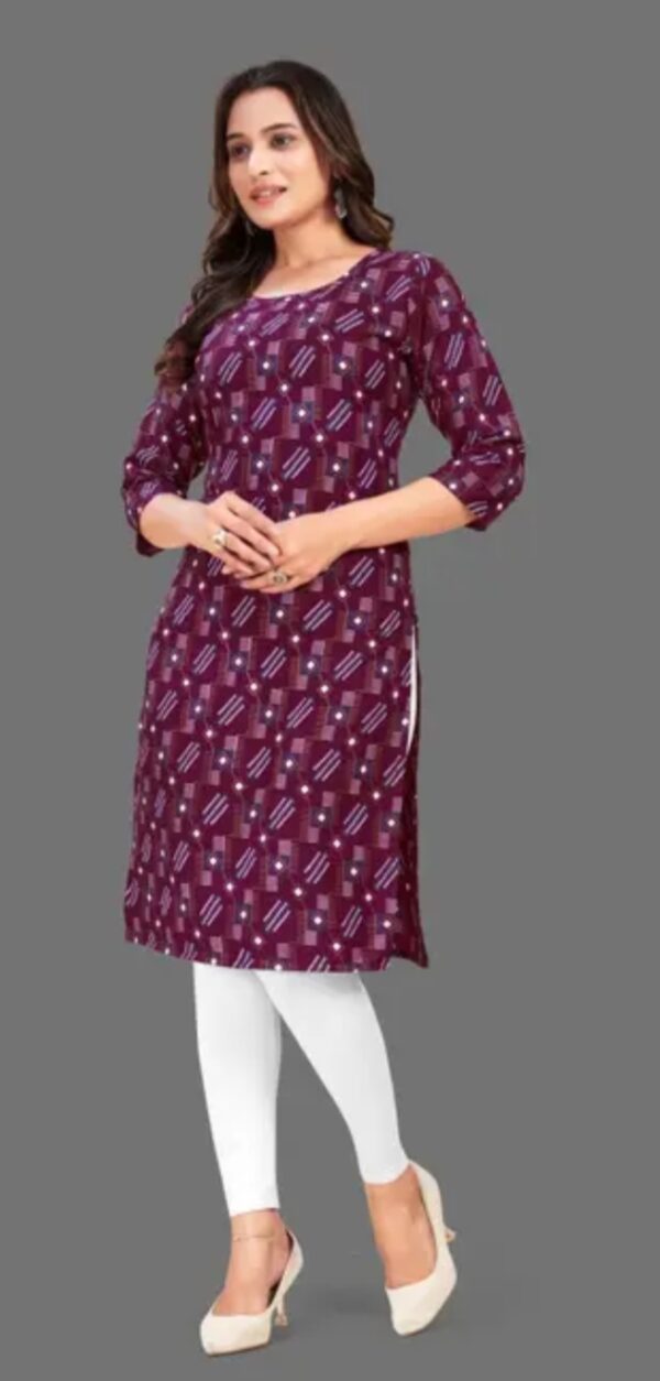 Women Fabric Printed Straight Kurti - Image 3