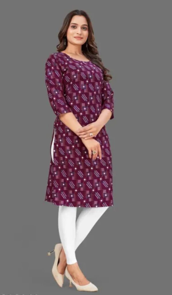 Women Fabric Printed Straight Kurti - Image 4