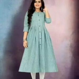 Stylish Women Striped Pure Cotton Anarkali Kurta