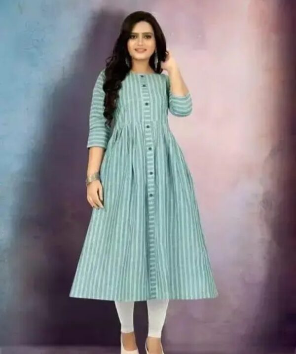 Stylish Women Striped Pure Cotton Anarkali Kurta