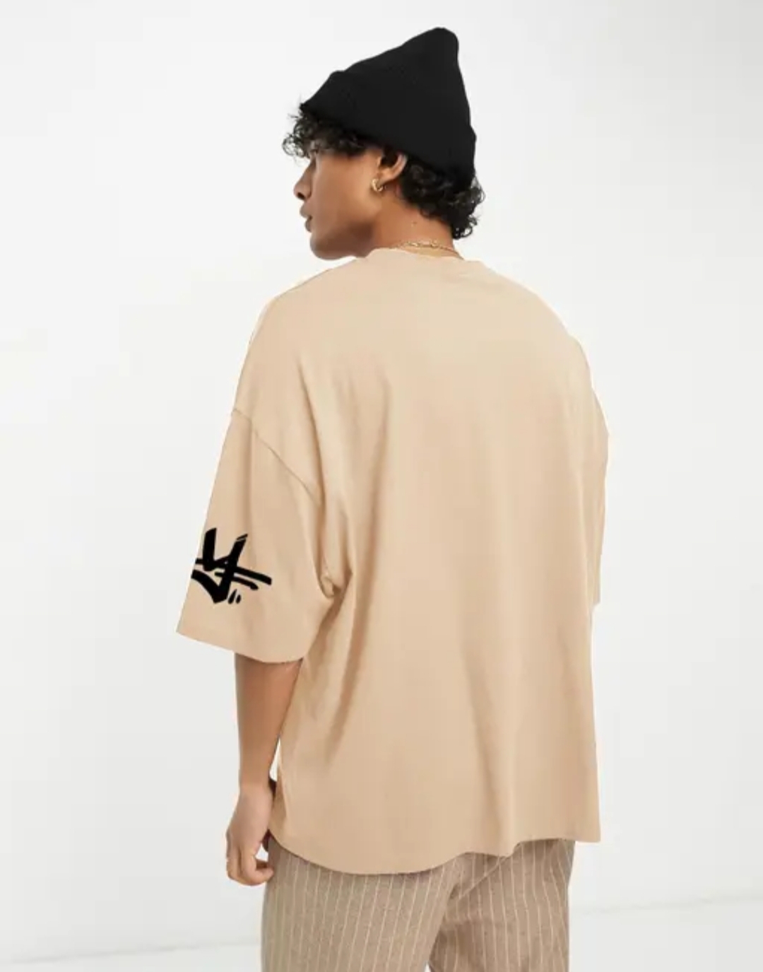 Men's Typography Slim Round Cream Tshirt - Image 3